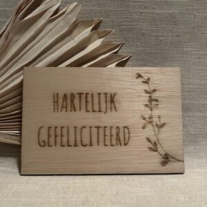 Houten kaart | Hartelijk gefeliciteerd