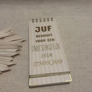 Notitieblok goudkleurig | Juf
