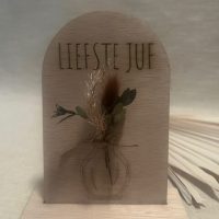 Bordje juf met boeketje