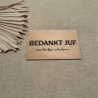 Houten kaart bedankt juf
